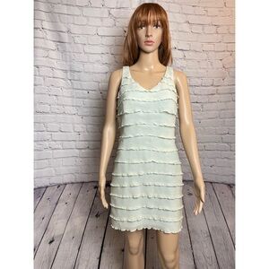 Chetta B Baby Blue Silk Ruffle Mini Dress Size 6